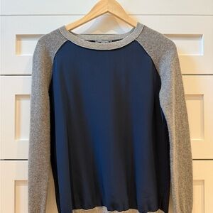 Vince Navy and Gray Crew Neck Sweater